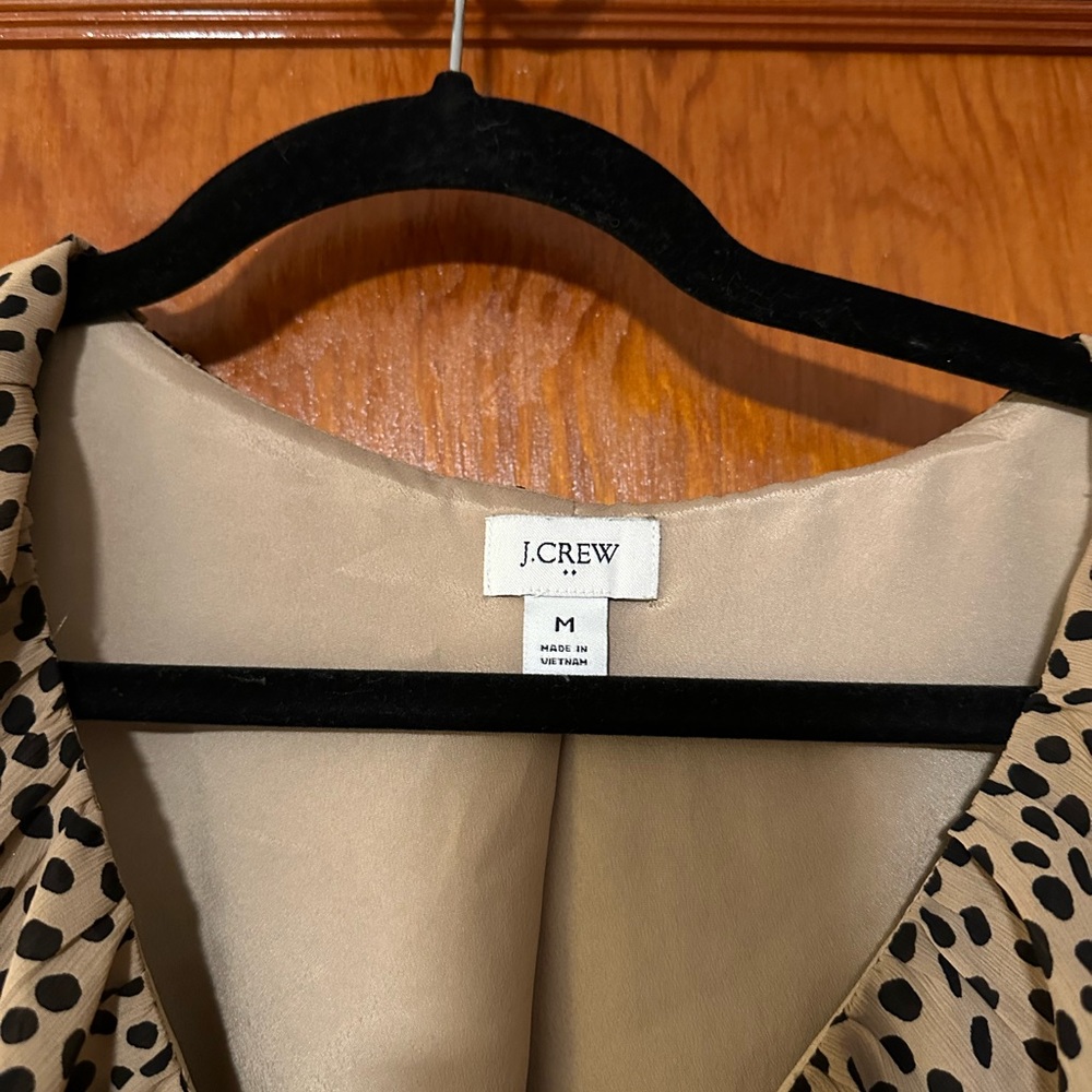 JCrew Leopard VNeck Ruffle Long Sleeve Blouse - Picture 3 of 3